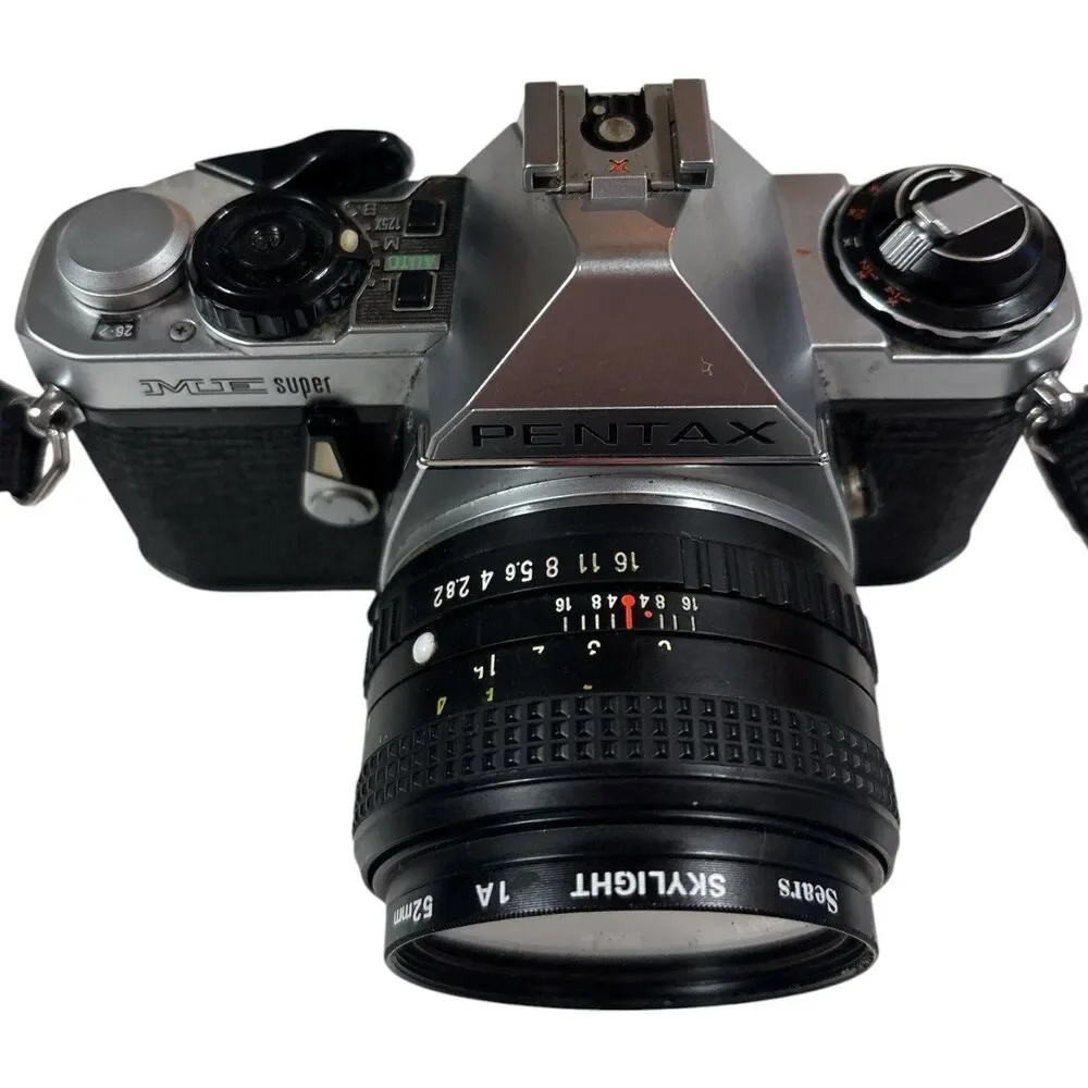 Pentax MX Black 35mm SLR Film Camera W/ 2.8 Telephoto Lens Pentax K Mount & Case